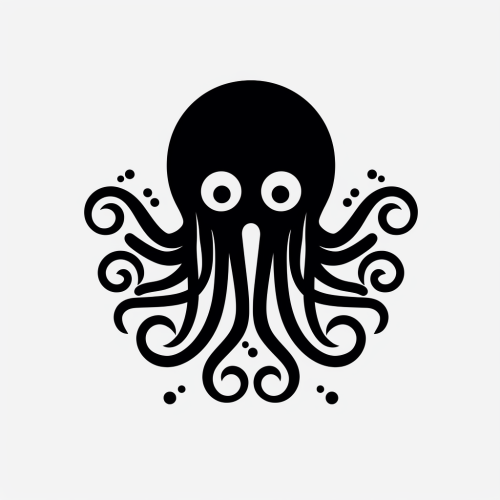 Creepy Cute Lovecraftian White Logo Illustration