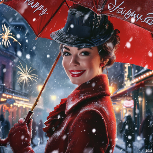 Festive Mary Poppins with Mischievous Face