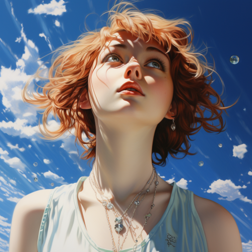 Hyper realistic anime depiction of Lucy in the sky