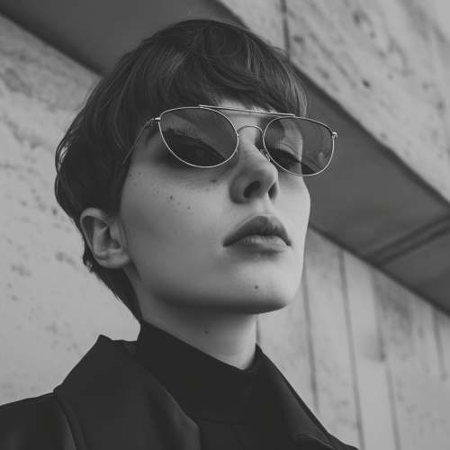 Luis Vuitton Model with Glasses in Dystopian Realism