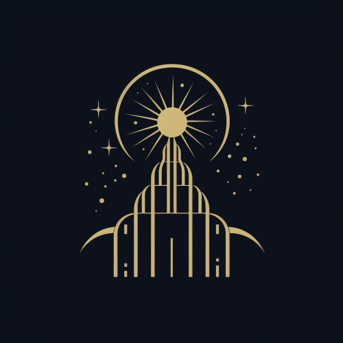Stylized lunar art deco temple