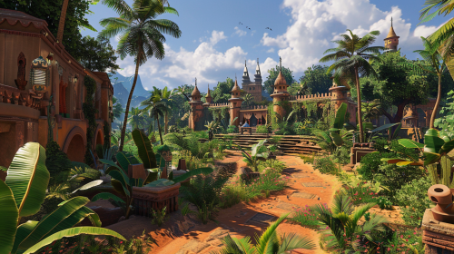 Vibrant African Kingdom Landscape Scene