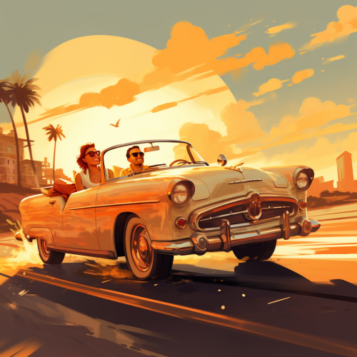 Couple enjoying a luxurious car ride