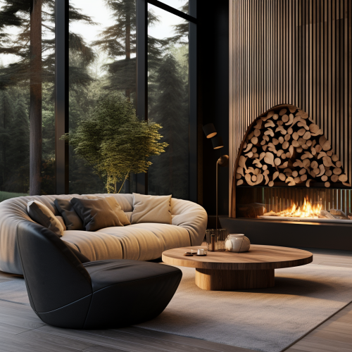 Modern Luxury Pine Forest Living Room