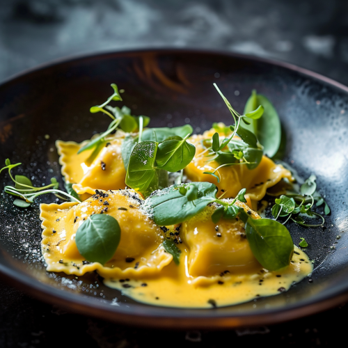 Delicious Vegan Ravioli at Fine Dining Restaurant