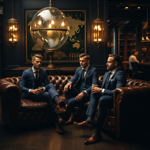 Luxurious Whiskey Lounge with Leather Couches