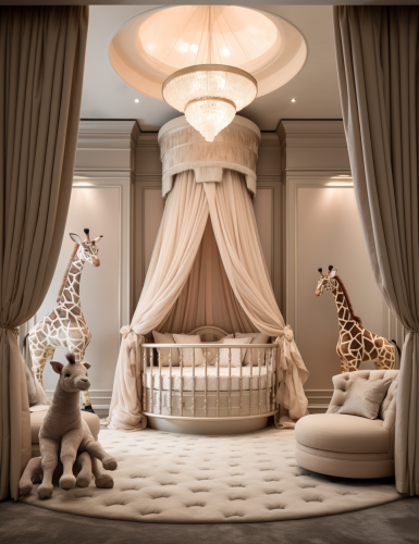 Elegant luxury nursery with stylish furniture