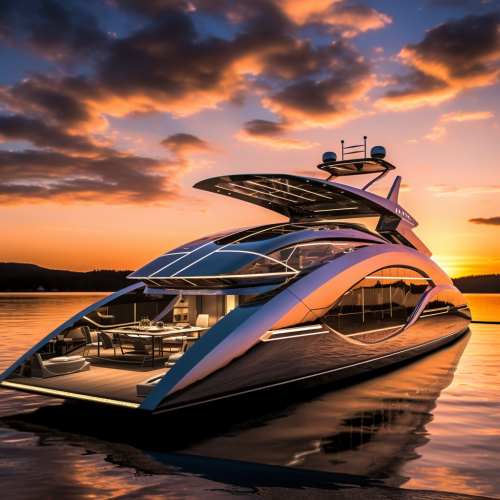 Luxury private yacht at sunset