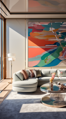 Ultra Luxury Yacht Room Interior with Painting