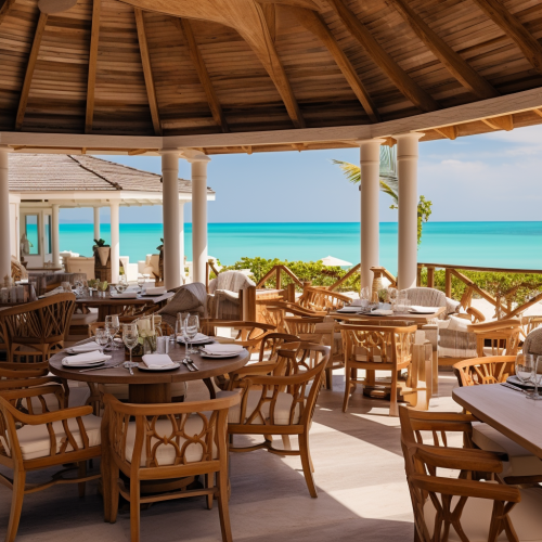 Elegant luxury seafood restaurant overlooking the sea