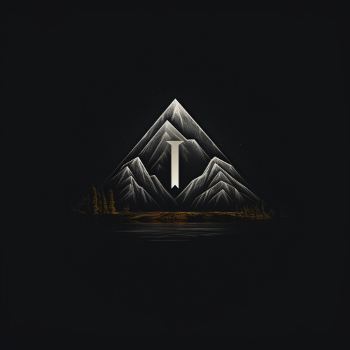 White M logo with mountains on black background