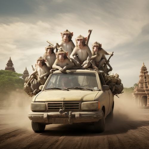 Macaque pulling car roof rubber Macaque pulling car roof rubber