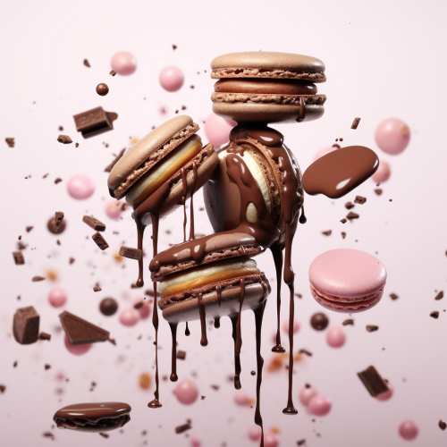 Tempting Macaron with Dripping Chocolate Tempting Macaron with Dripping Chocolate