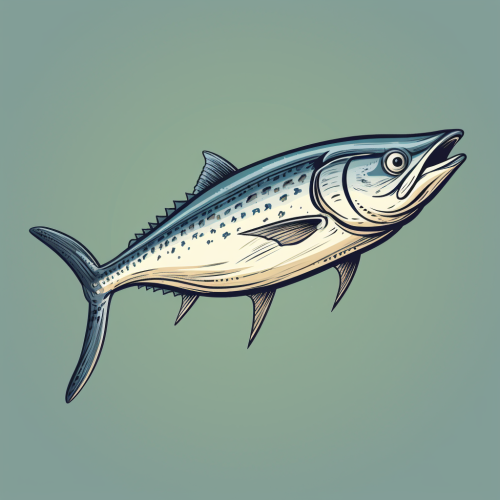 Cartoon mackerel logo character