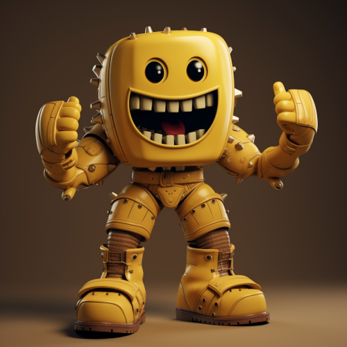 Mad cartoon character with boots and gloves