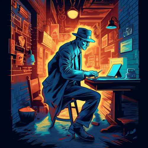 Mafia member running e-commerce on laptop