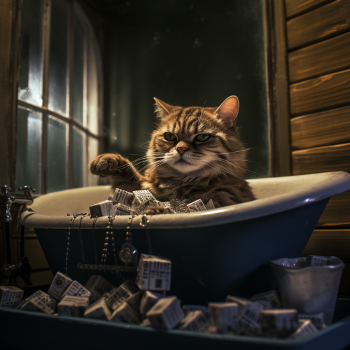 Mafieux smoking cigar in bathtub