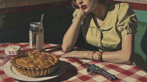 Apple pie advertisement with AR15 by Edward Hopper