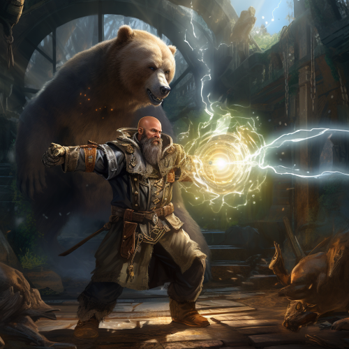 Determined black elven mage casting magic missile spell