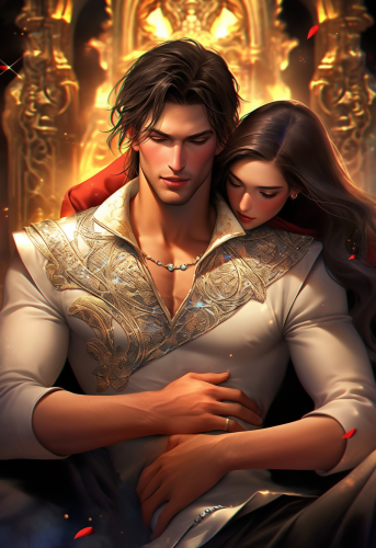 Handsome man and beautiful girl in a magical fantasy world