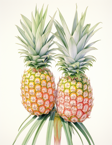 Magical pineapple colored pencil sketch