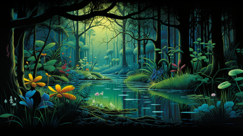 Overhead view of magical rainforest restaurant