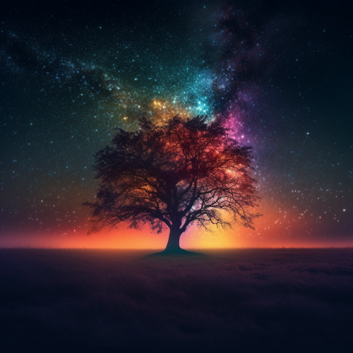 Glowing sunset behind magical tree with stars  ✨? Glowing sunset behind magical tree with stars  ✨?