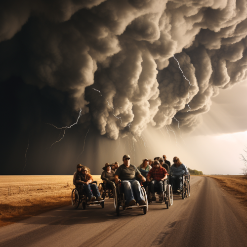 Wheelchair users in a mesmerizing tornado Wheelchair users in a mesmerizing tornado