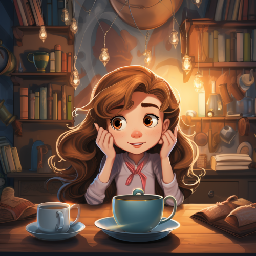 Illustration of Sophie and the magical teapot Illustration of Sophie and the magical teapot