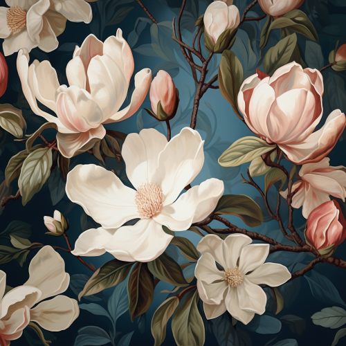 Magnolia Blossom on Sweet Tea Pearl Sage Background