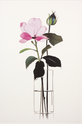 Beautiful Magnolia Illustration in CRM and Pierre Soulages Style