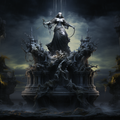 Majestic dark fantasy fountain sculpture