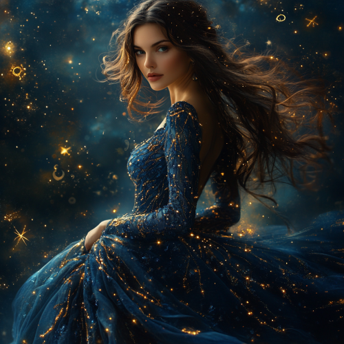 Woman in Navy Blue Gown