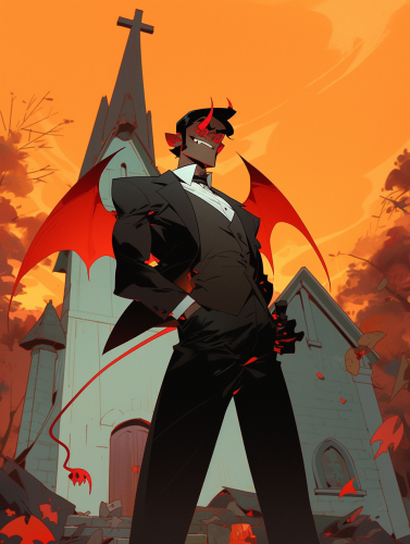 Illustration of a Mysterious Devil at a Church  ?