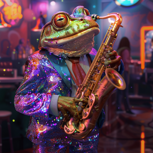 Male Frog Playing Saxophone Cartoon