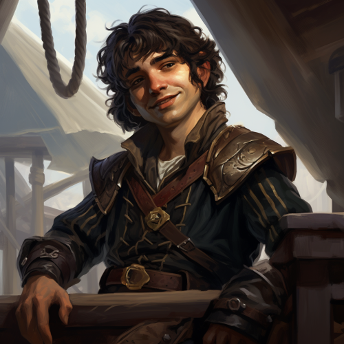 Brave male halfling swashbuckler resembling a drow elf
