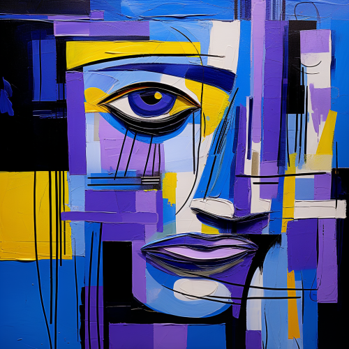 Colorful male cubist art painting