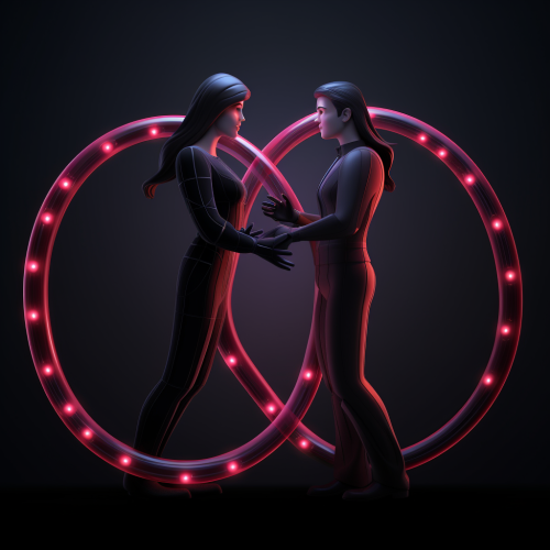 Playful male and female in animation