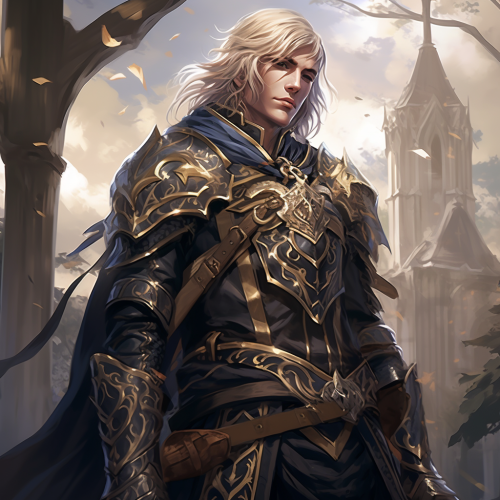 Male Half-elf Military Cleric in Fantasy Armor