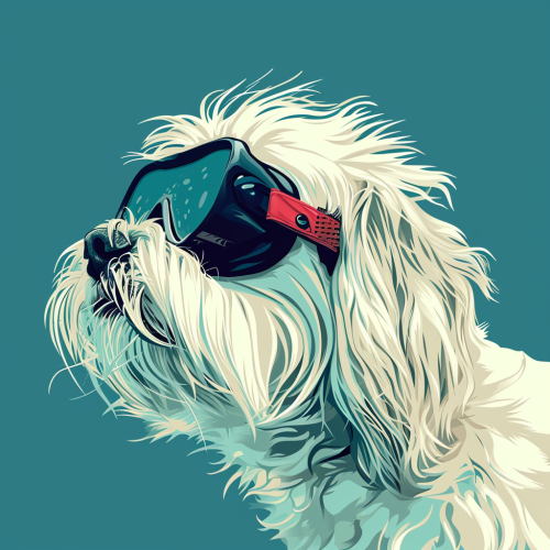 Shaggy Maltese dog snorkeling image