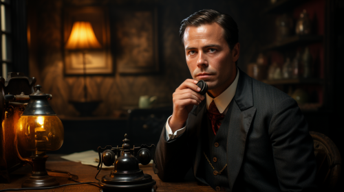 Man in the 1900s Talking on Phone