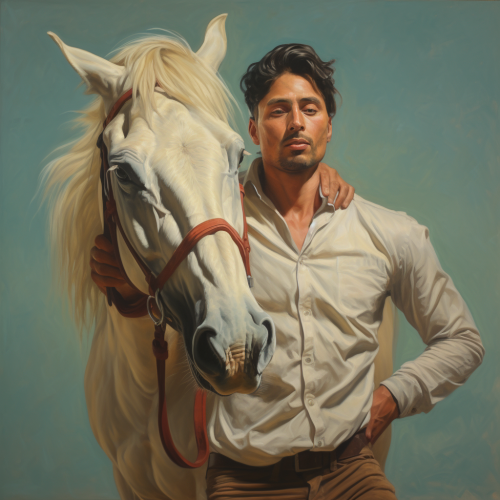 Man carrying a horse
