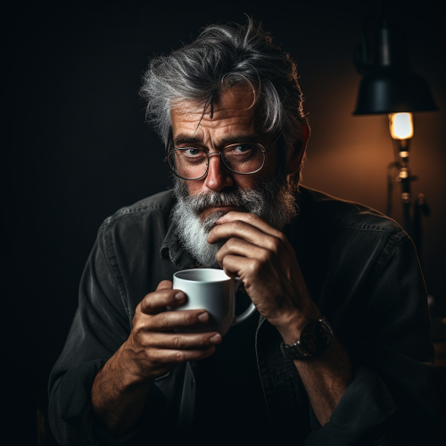 Man drinking coffee in a photo Man drinking coffee in a photo