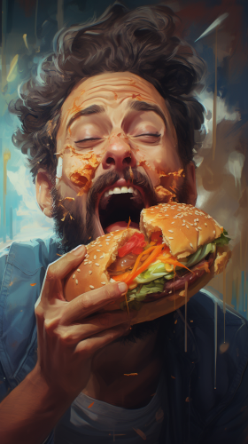 Man Eats Burger in One Bite