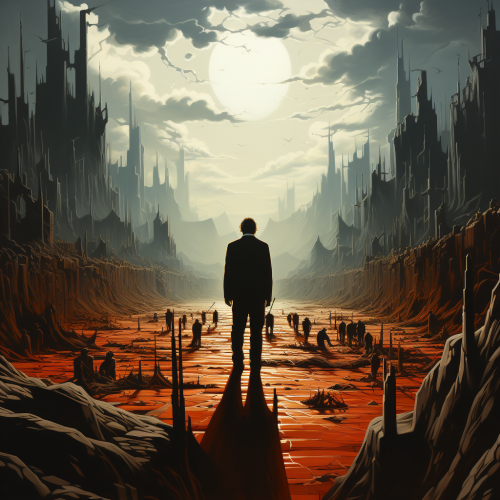 Man going against the crowd