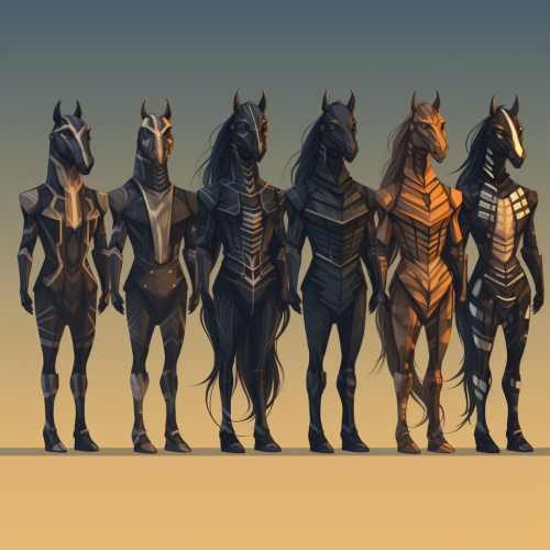 Half human, half horse hybrids in pixa-style
