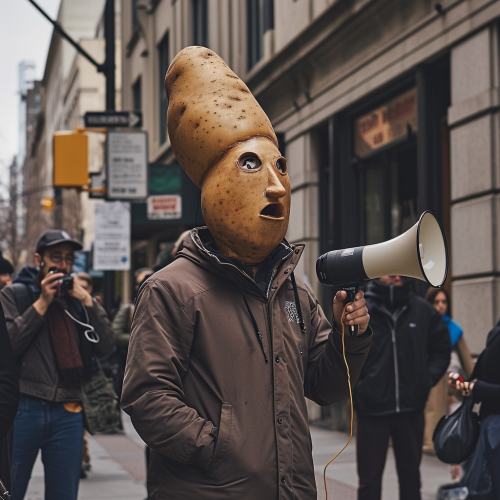 Man with Potato Head Speaking
