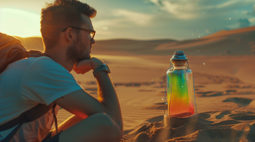 Man Looking at Sandwatch Man Looking at Sandwatch