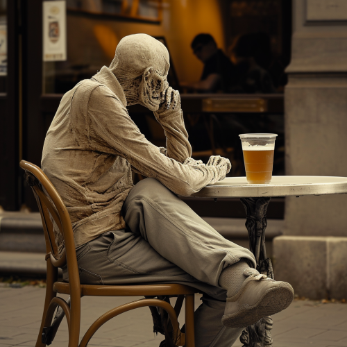 Man sitting at cafe table