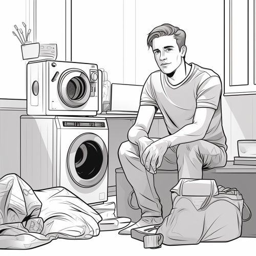 Man Holding Bag at Desk